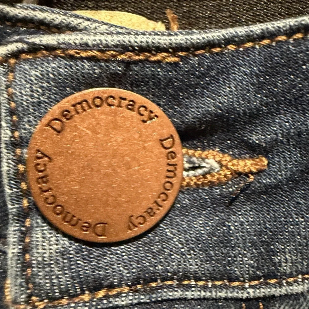 Democracy Ab solution Bootcut Jeans Blue Medium Wash Distressed Size 12